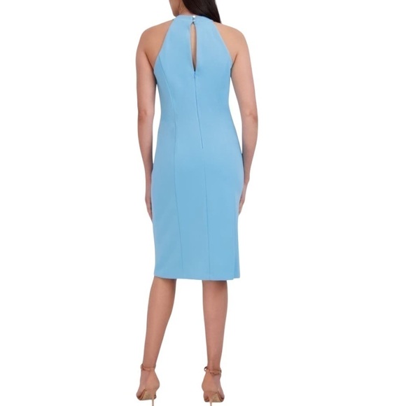 Julia Jordan Blue Twist Neck Midi Sheath Dress Size 14 New - Picture 2 of 10